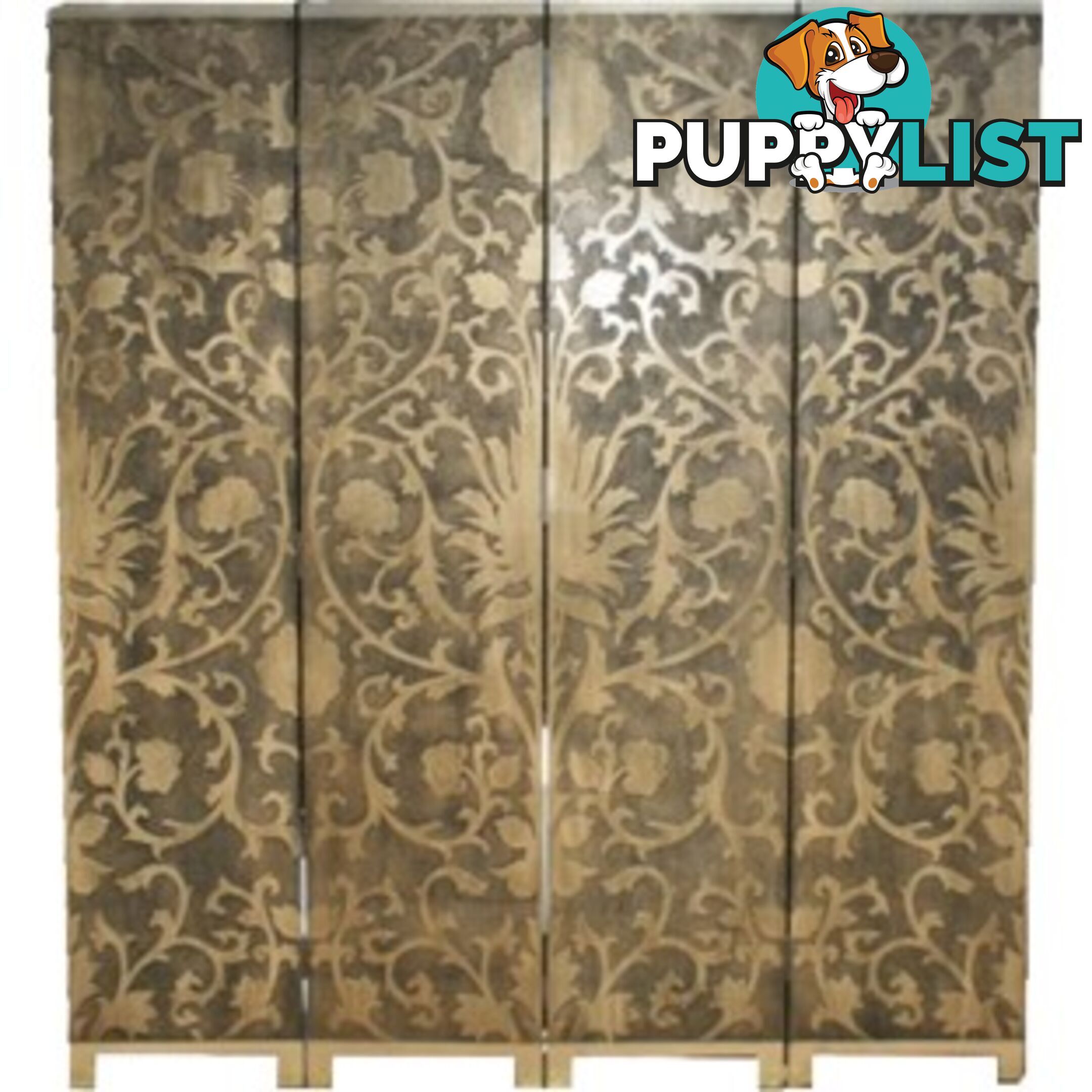 French Gold Folding Screen - Sun Flowers