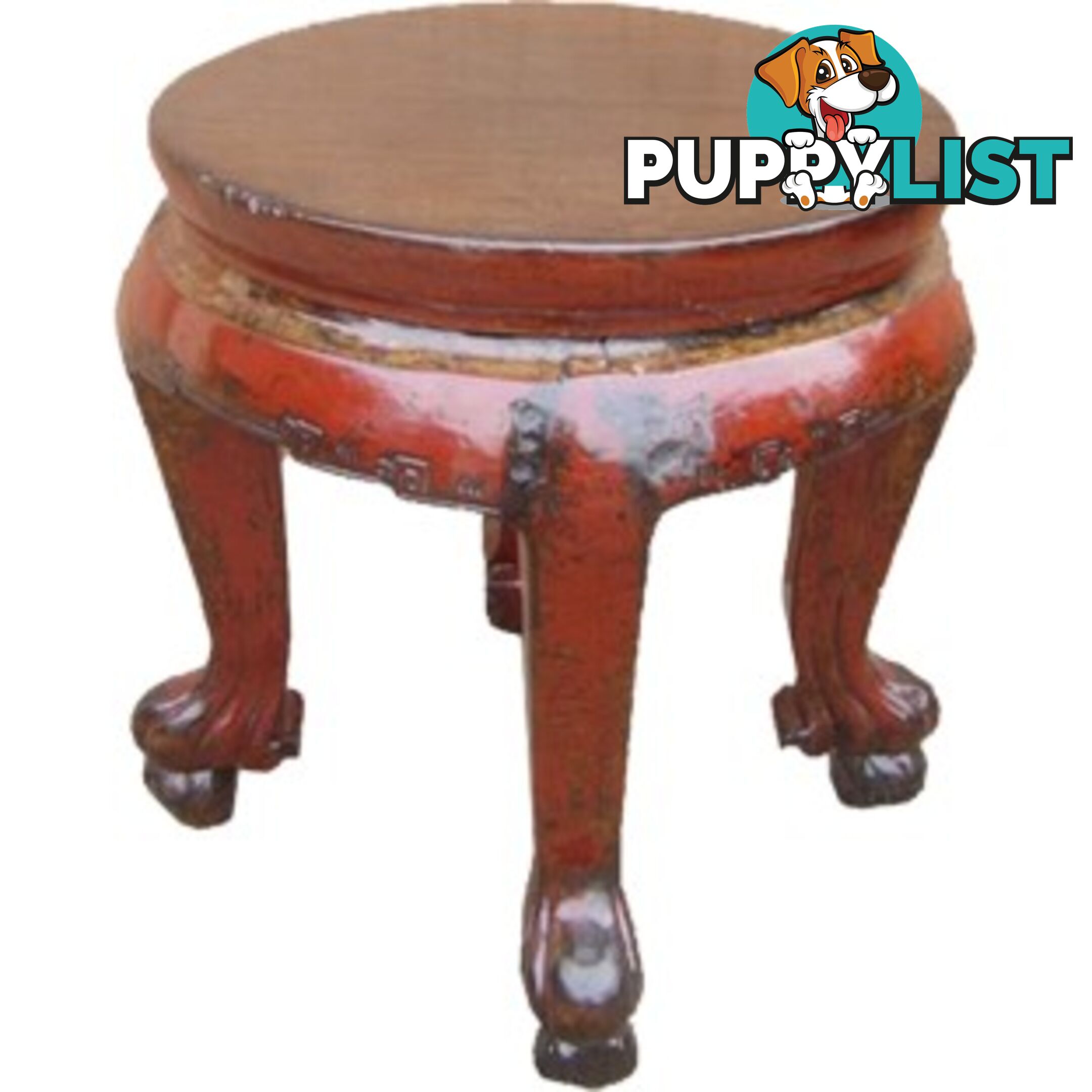 Red Chinese Round Stool