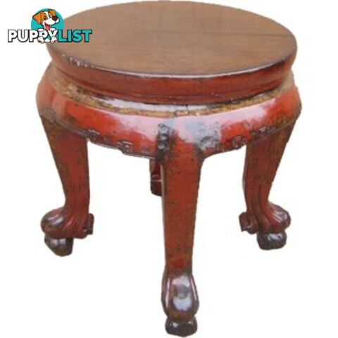 Red Chinese Round Stool