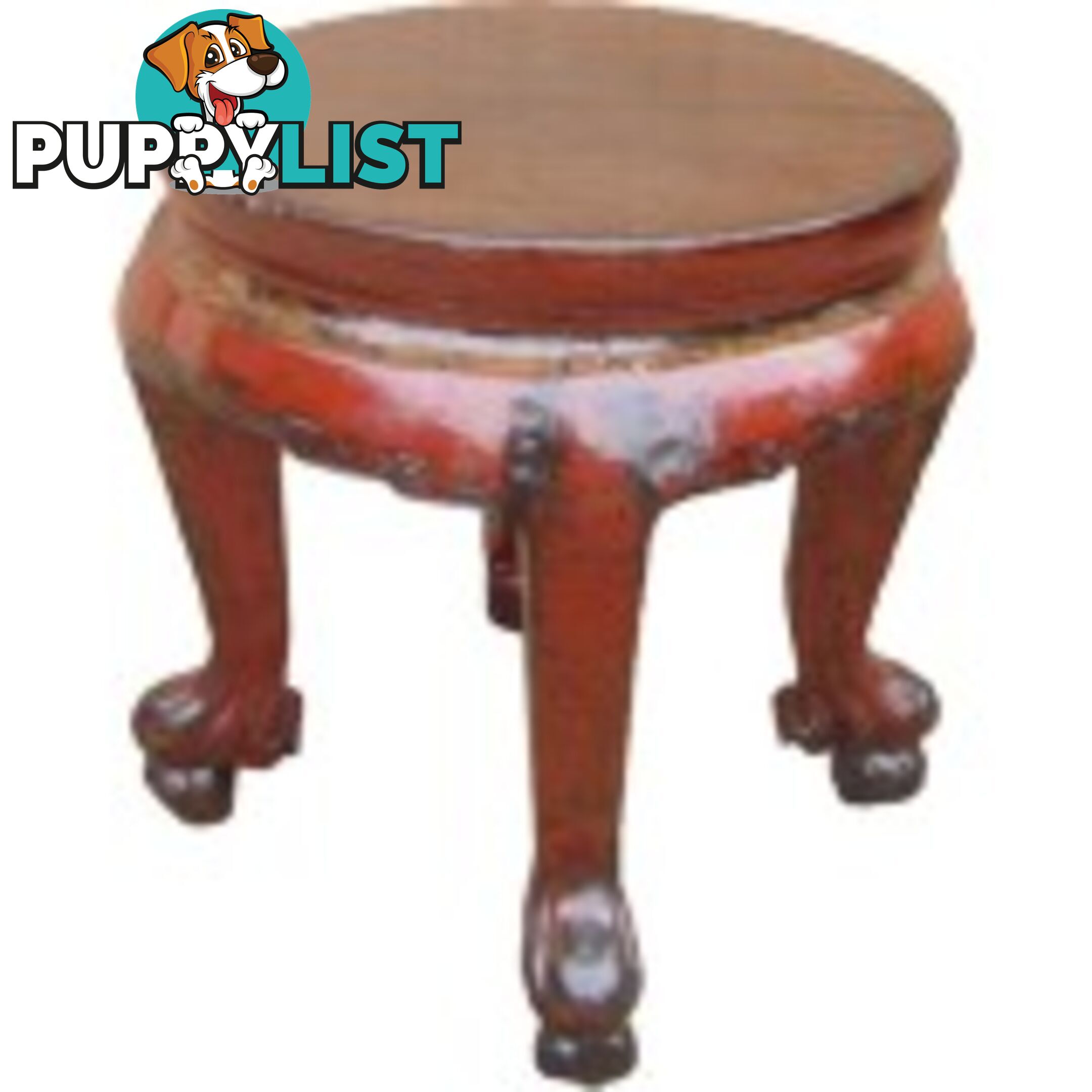 Red Chinese Round Stool