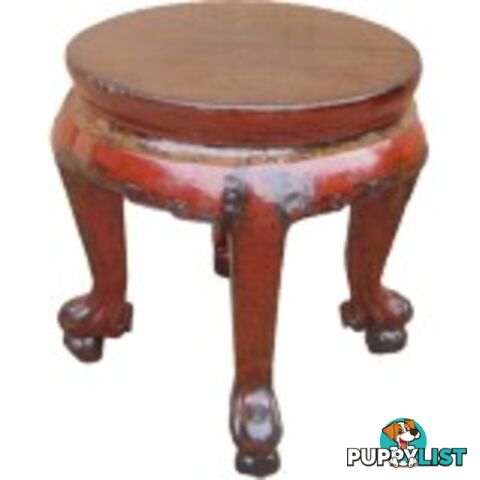 Red Chinese Round Stool