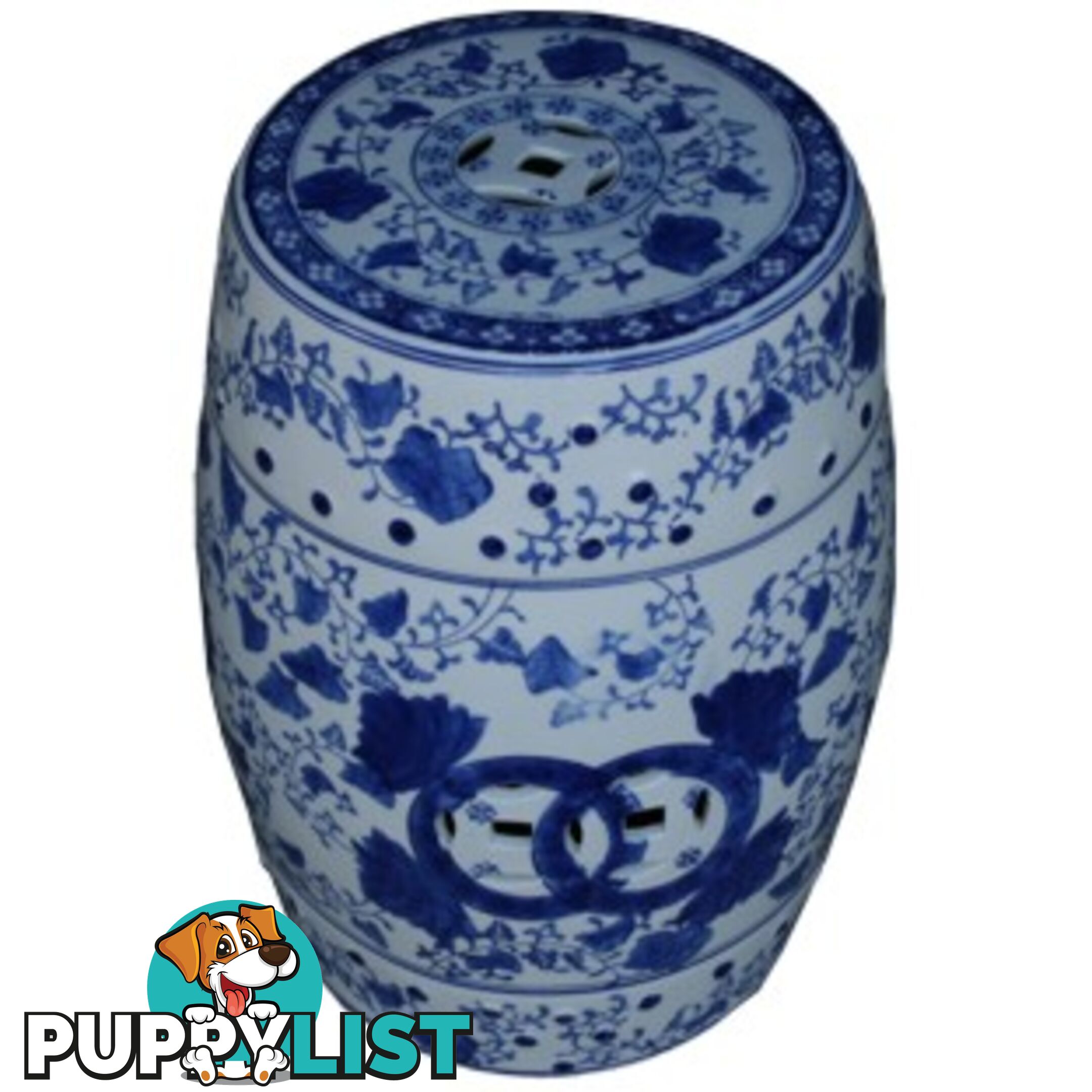 Porcelain Blue and White Drum Stool