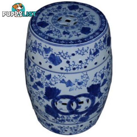 Porcelain Blue and White Drum Stool