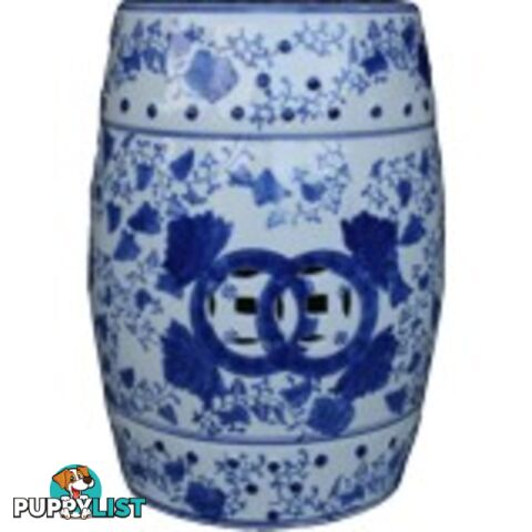 Porcelain Blue and White Drum Stool