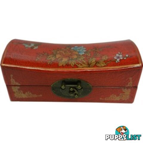 Medium Red Hand Painted Flora Chinese Jewellery Box