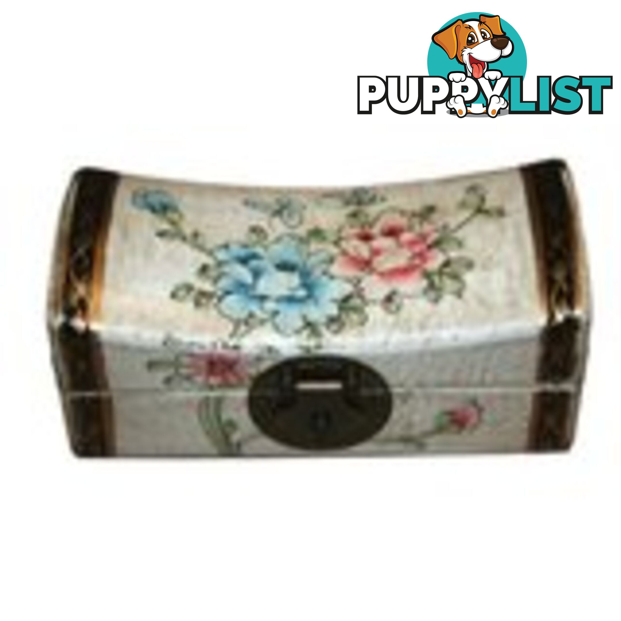 White Painted Flora Chinese Jewellery Box