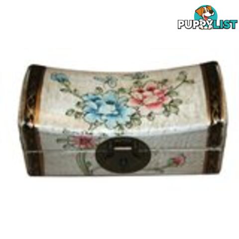 White Painted Flora Chinese Jewellery Box