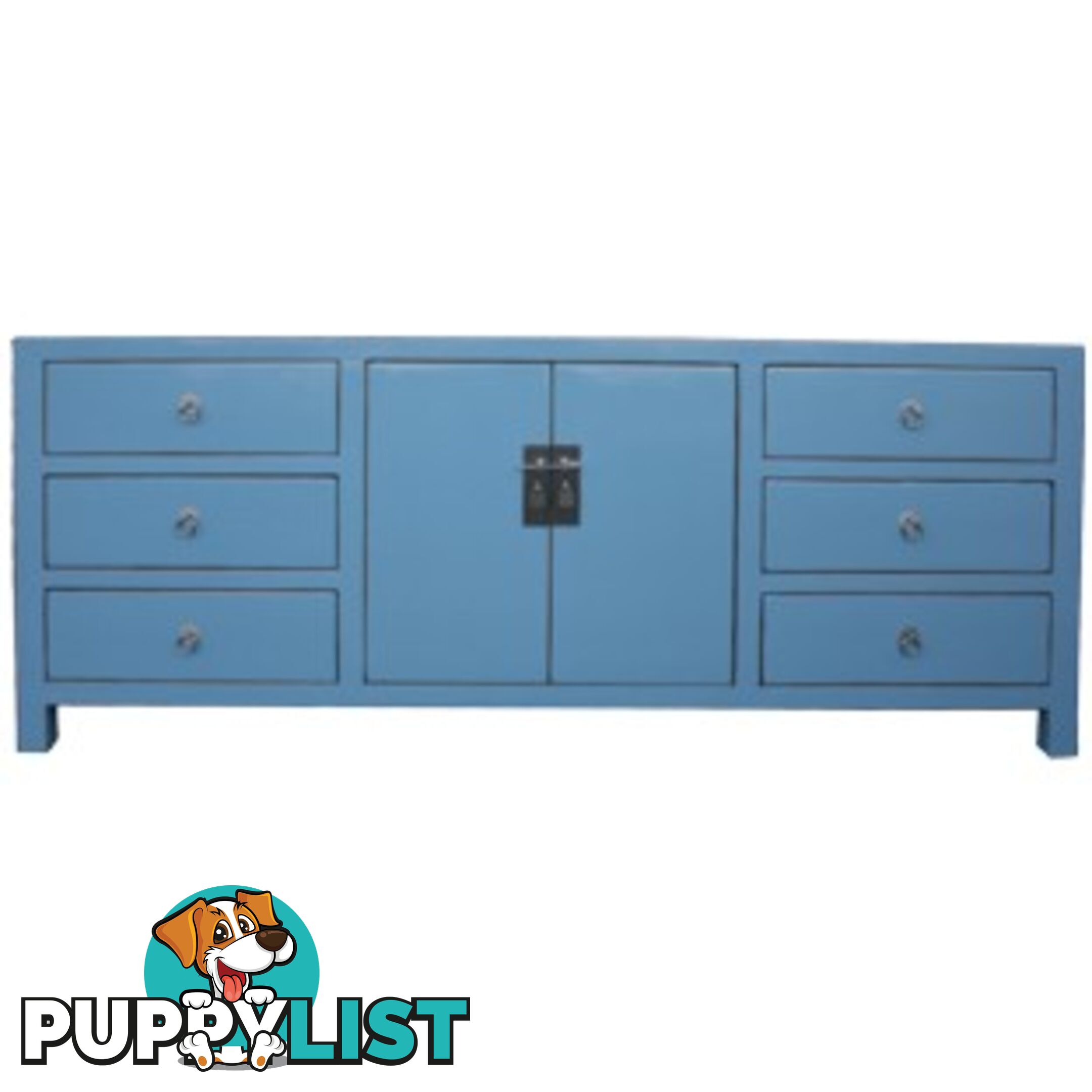 Large Light Grey Chinese Buffet Sideboard