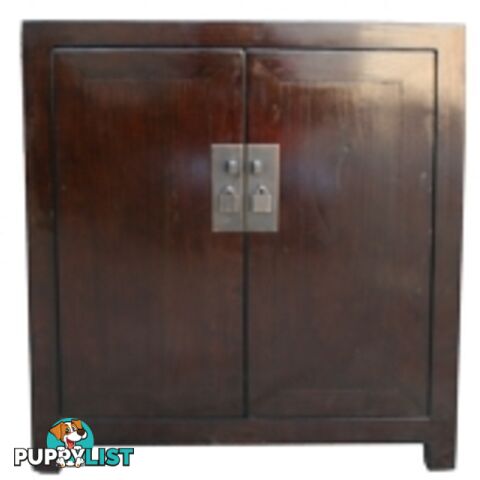 Chinese Brown Lacquer Wide Bedside Table