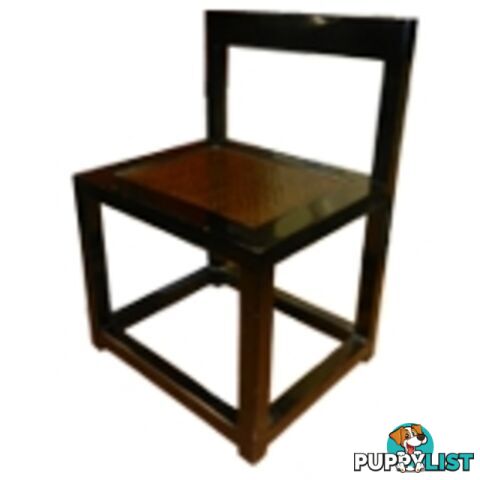 Black Lacquer Rattan Seat Dining Chair