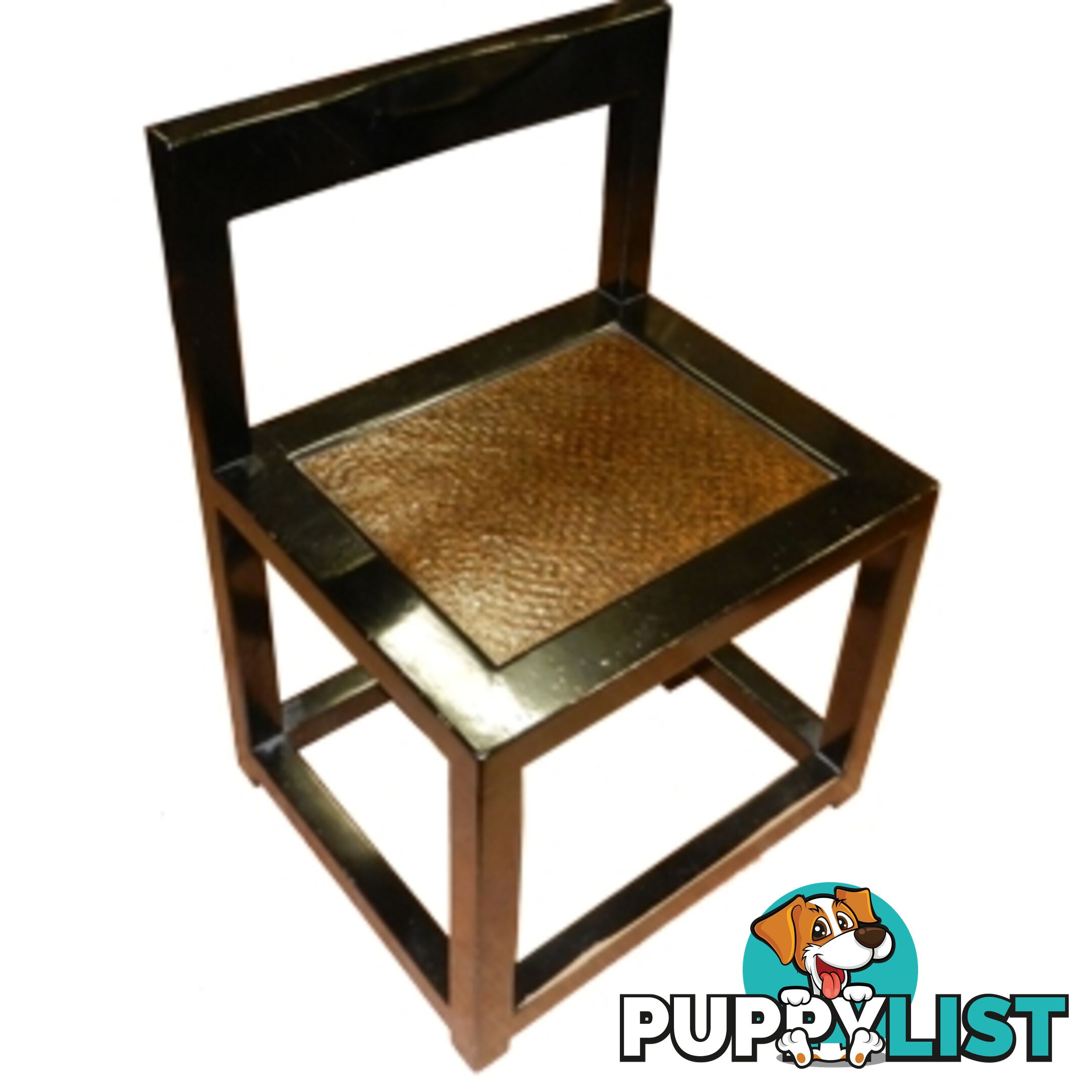 Black Lacquer Rattan Seat Dining Chair