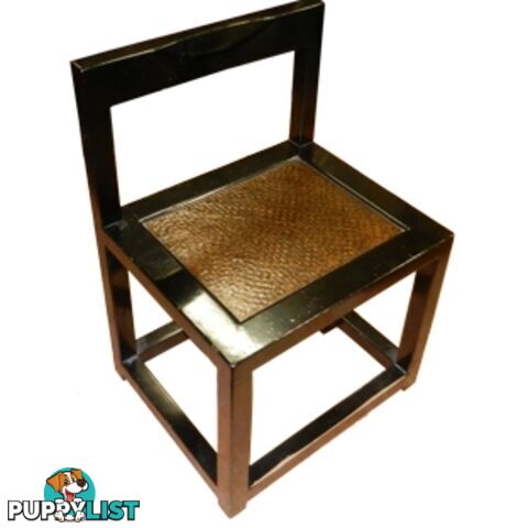 Black Lacquer Rattan Seat Dining Chair