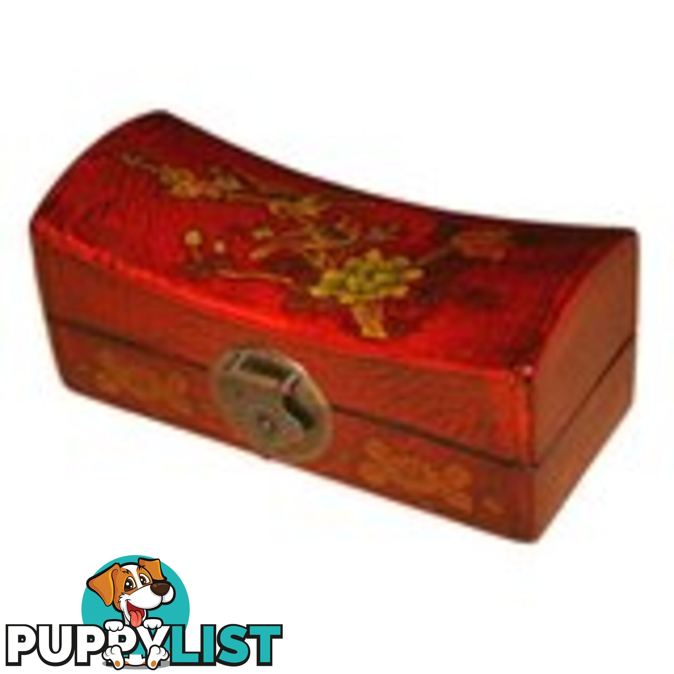 Medium Red Painted Flower Chinese Jewellery Box