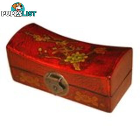 Medium Red Painted Flower Chinese Jewellery Box