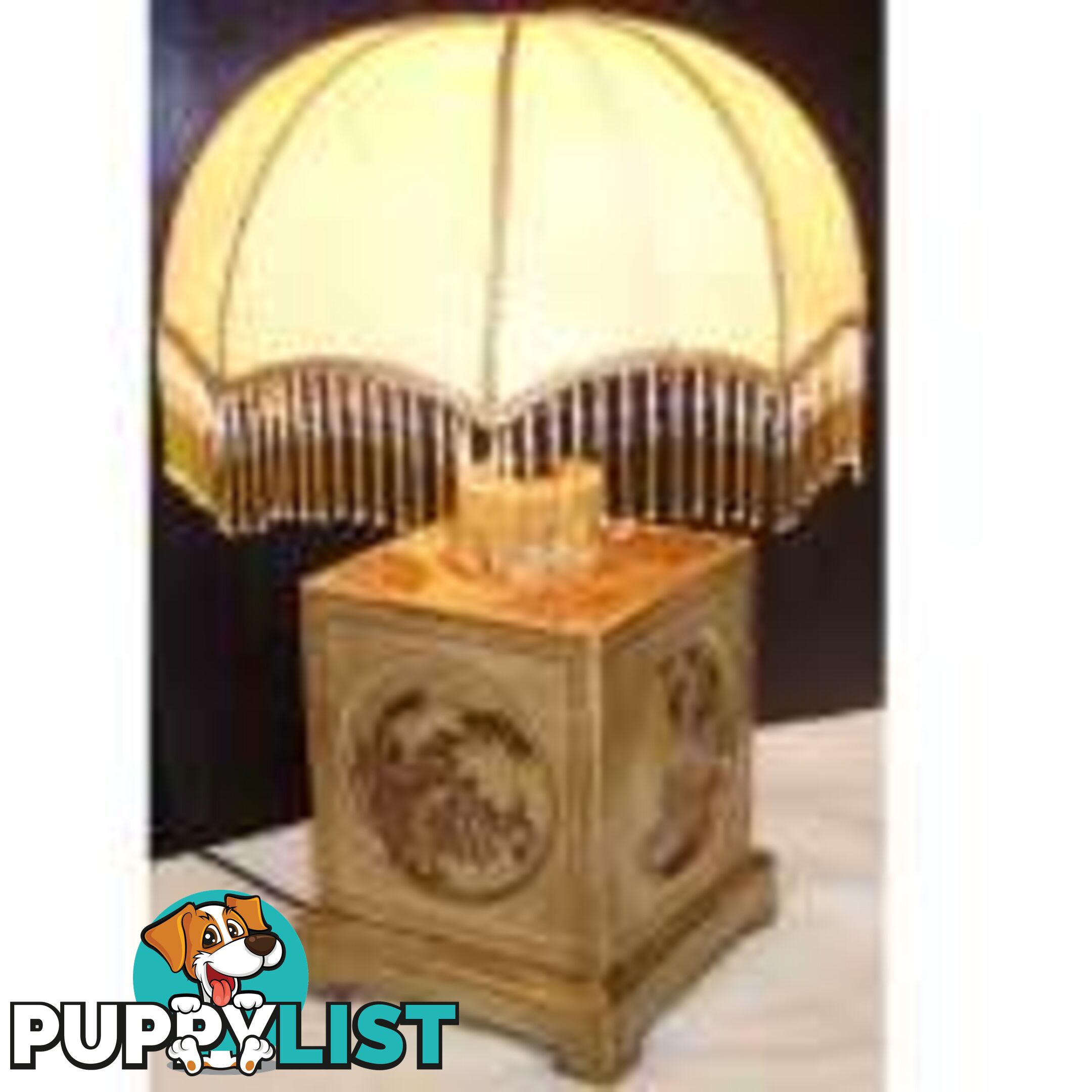 Creamy Square Base Oriental Lamp with Lampshade