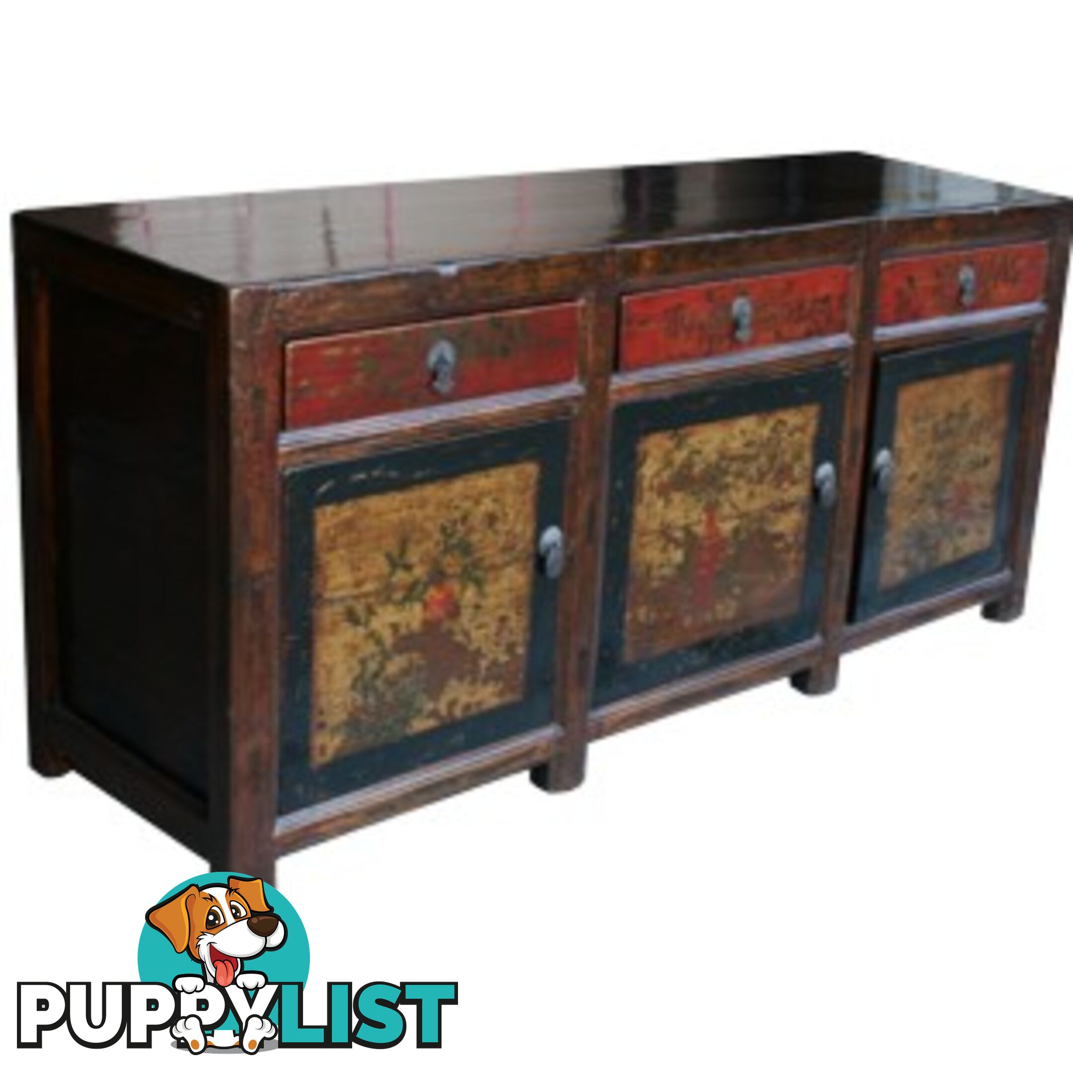 Chinese Antique Mongolian Painted Sideboard