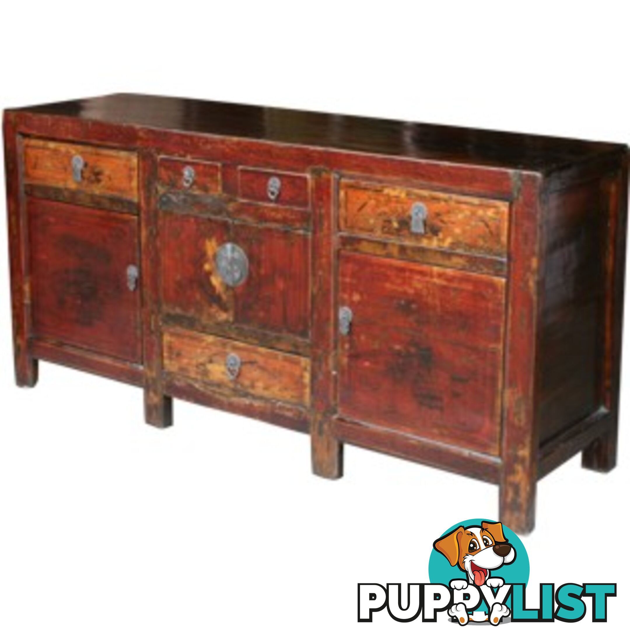 Chinese Antique Mongolian Painted Sideboard