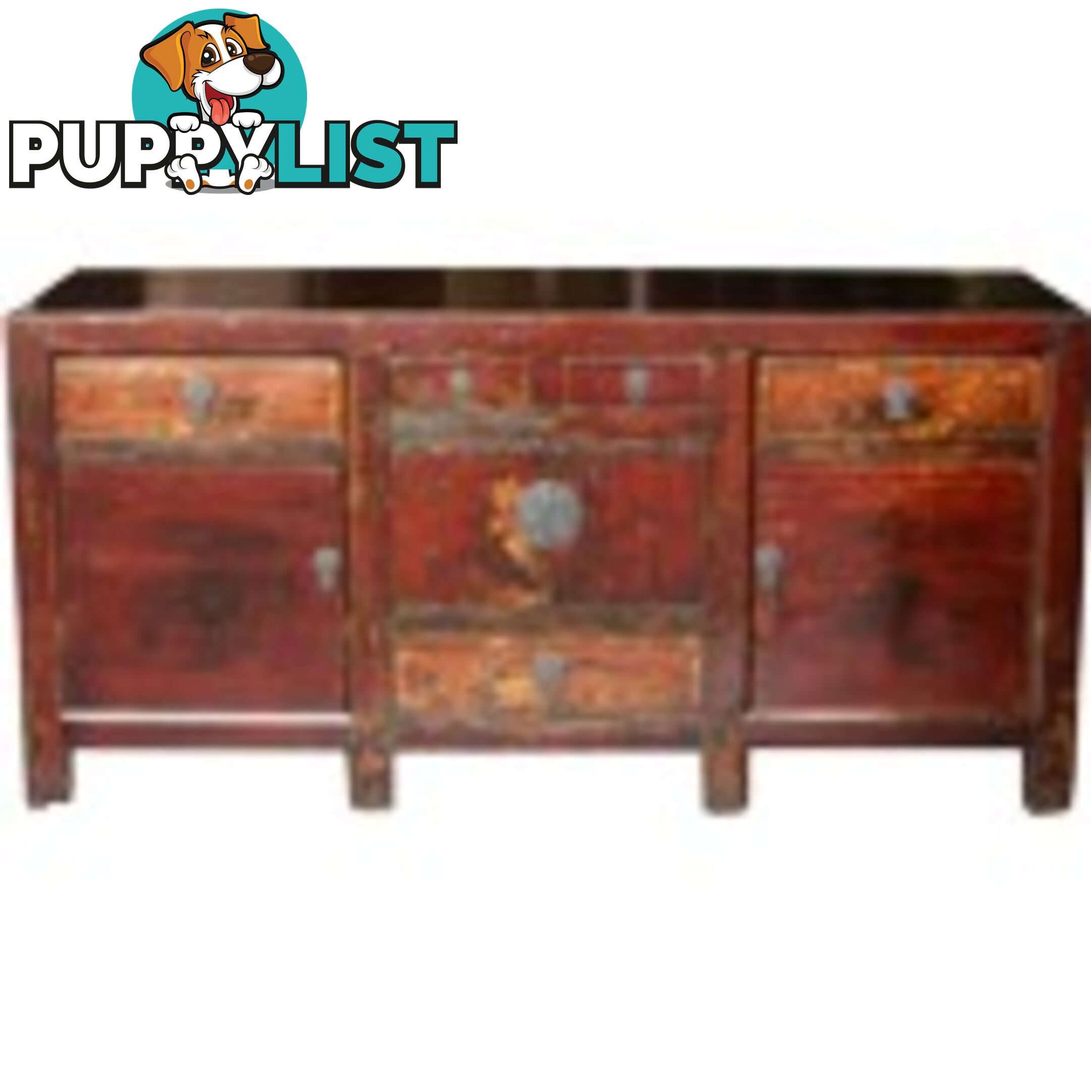 Chinese Antique Mongolian Painted Sideboard