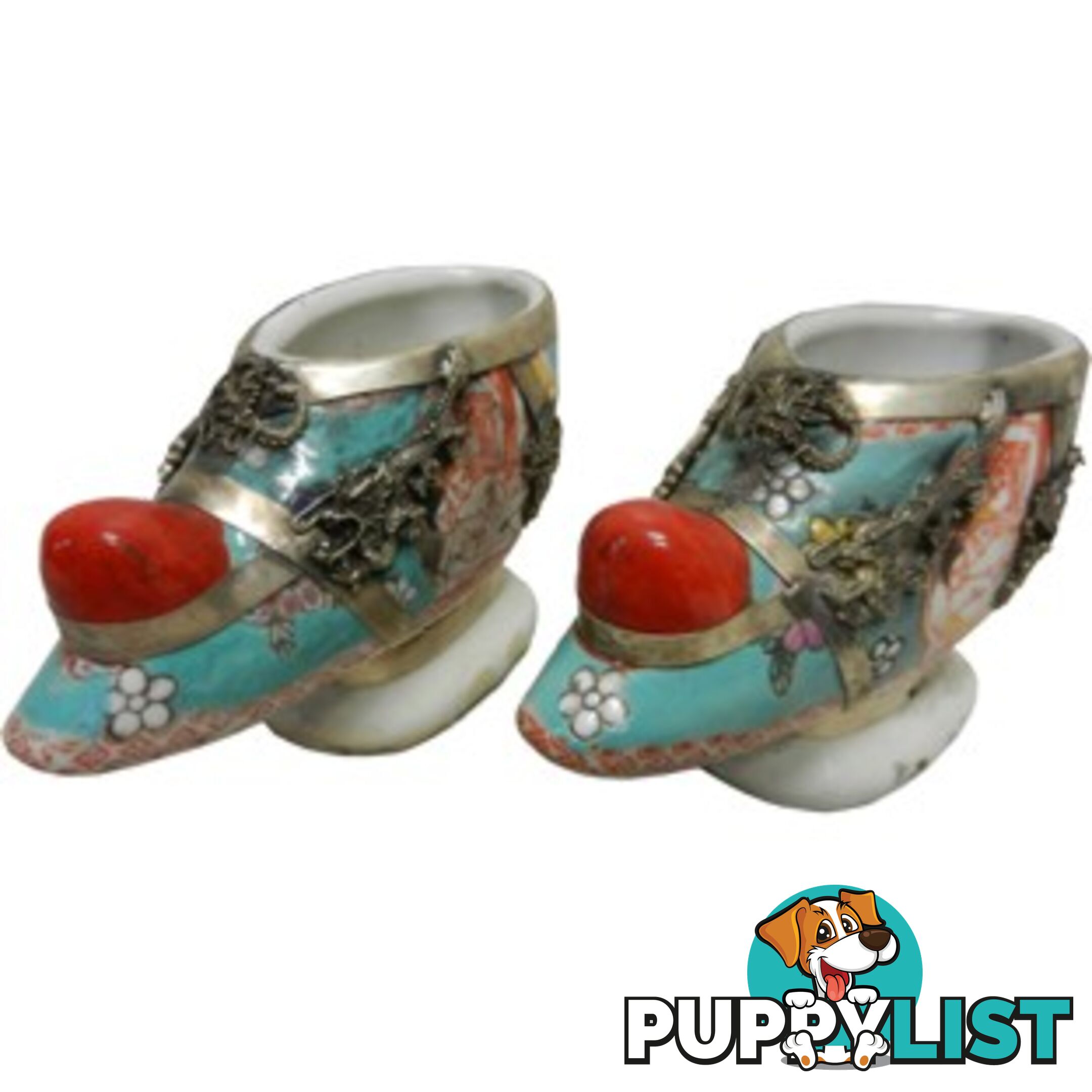 Pair of Chinese Porcelain Decor Shoes