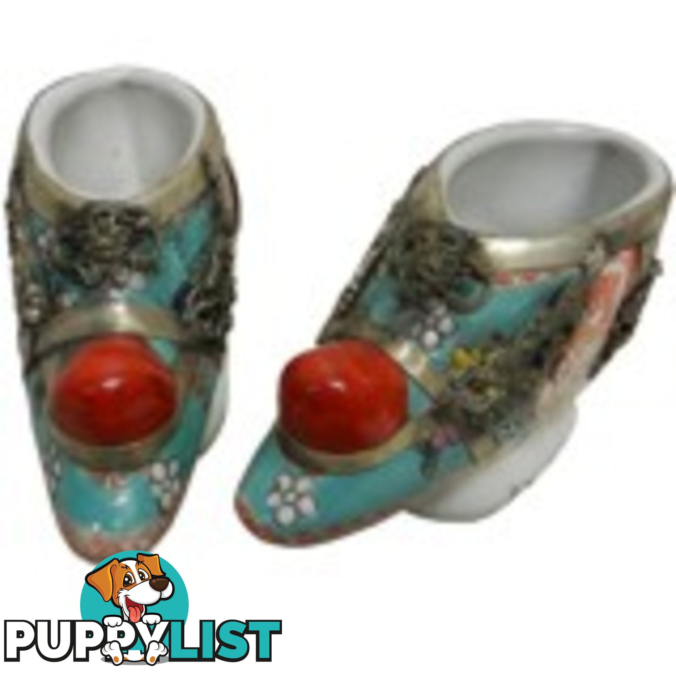 Pair of Chinese Porcelain Decor Shoes