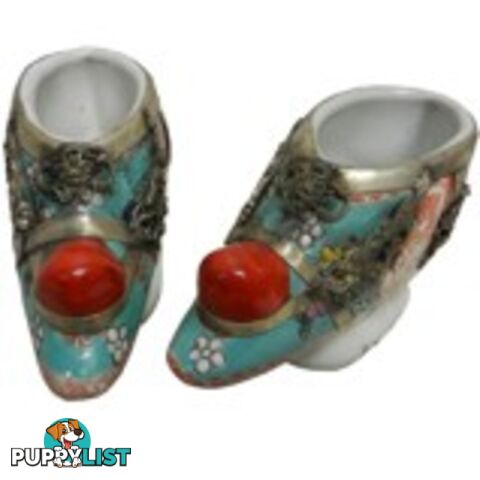 Pair of Chinese Porcelain Decor Shoes