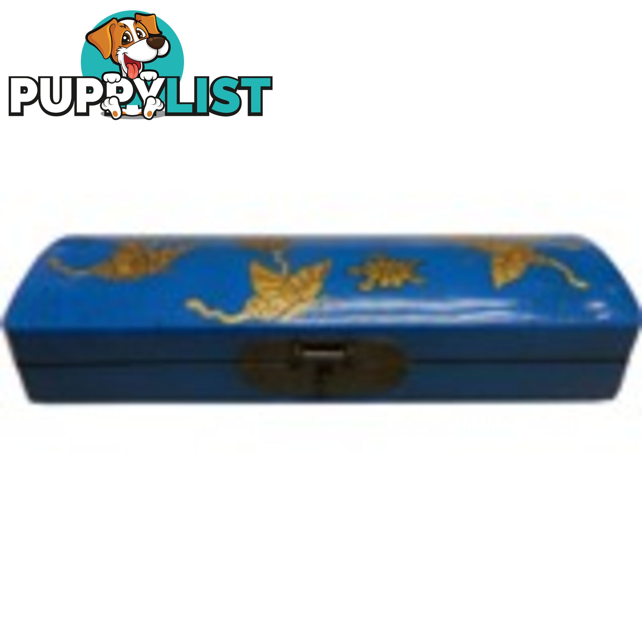 Blue Oriental Embossed Butterfly Pencil Case