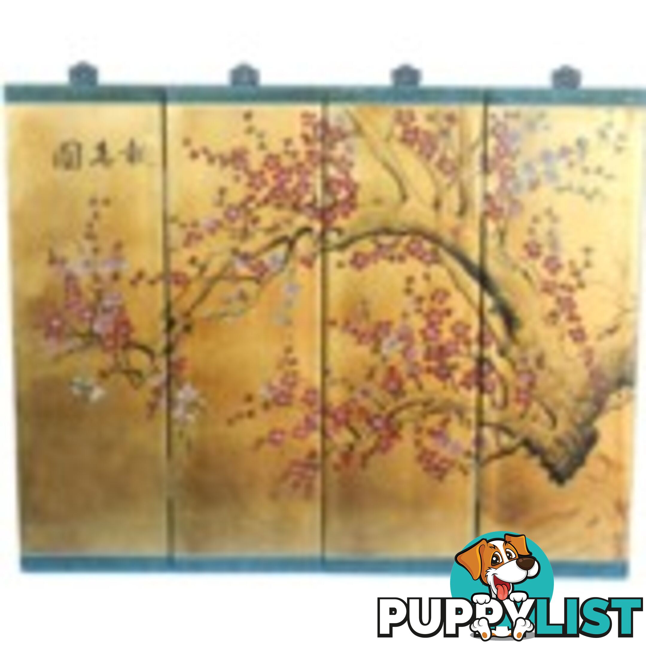 Chinese Gold Cherry Blossom Wall Panels Hanging Screen