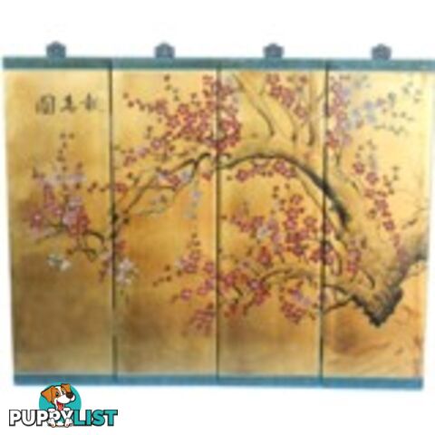 Chinese Gold Cherry Blossom Wall Panels Hanging Screen