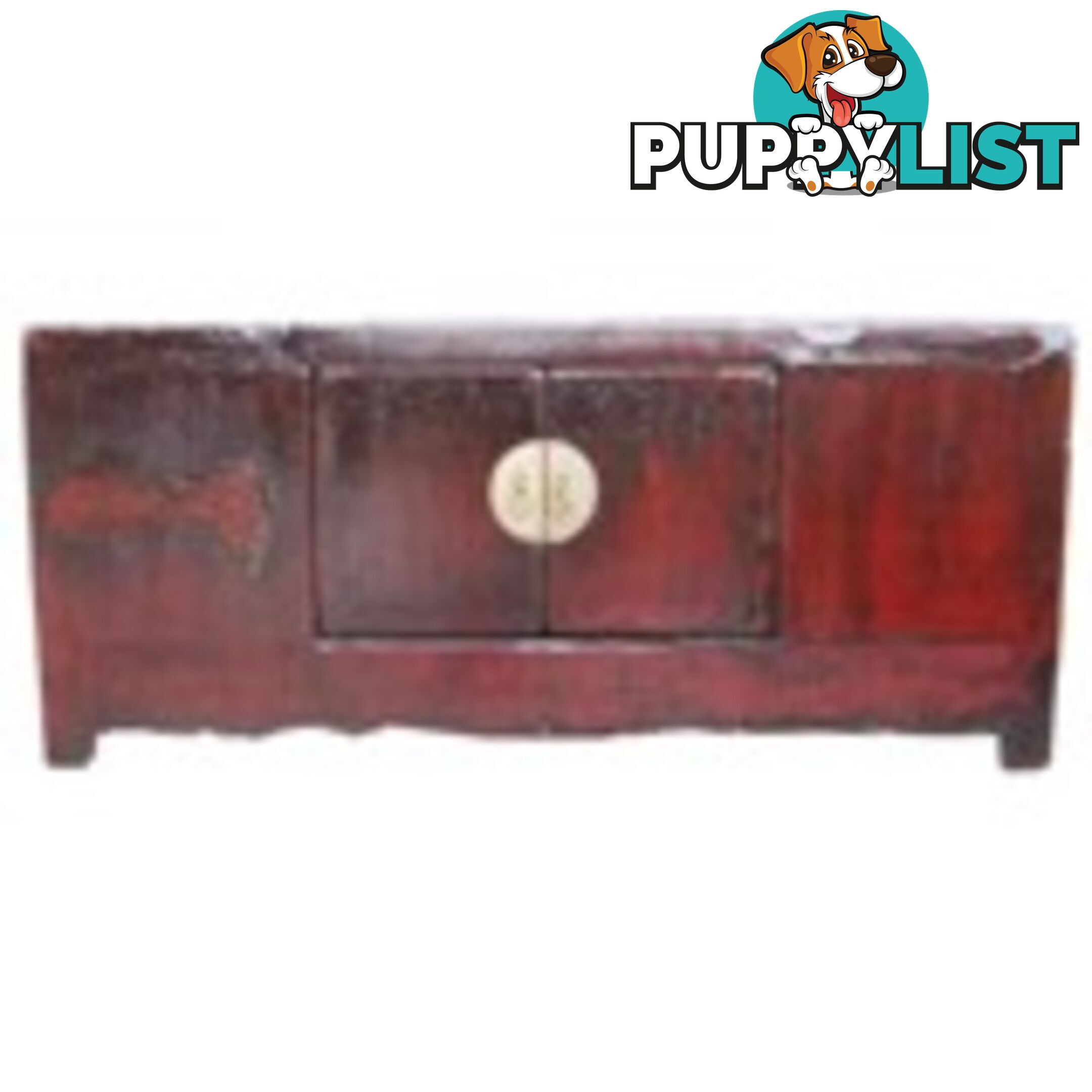 Red Chinese Antique Low Sideboard