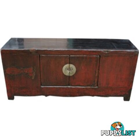 Red Chinese Antique Low Sideboard