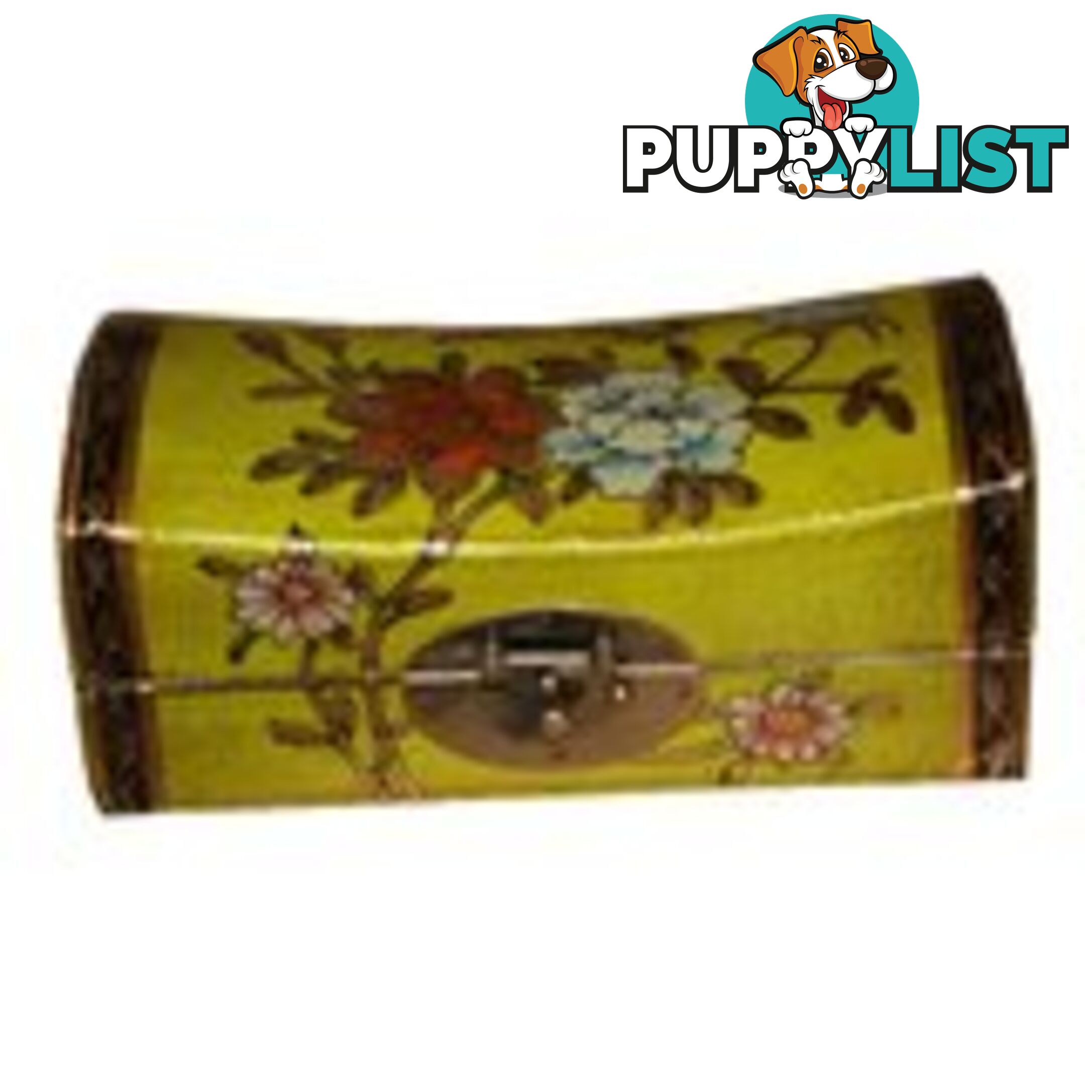 Medium Light Green Painted Flora Chinese Jewellery Box