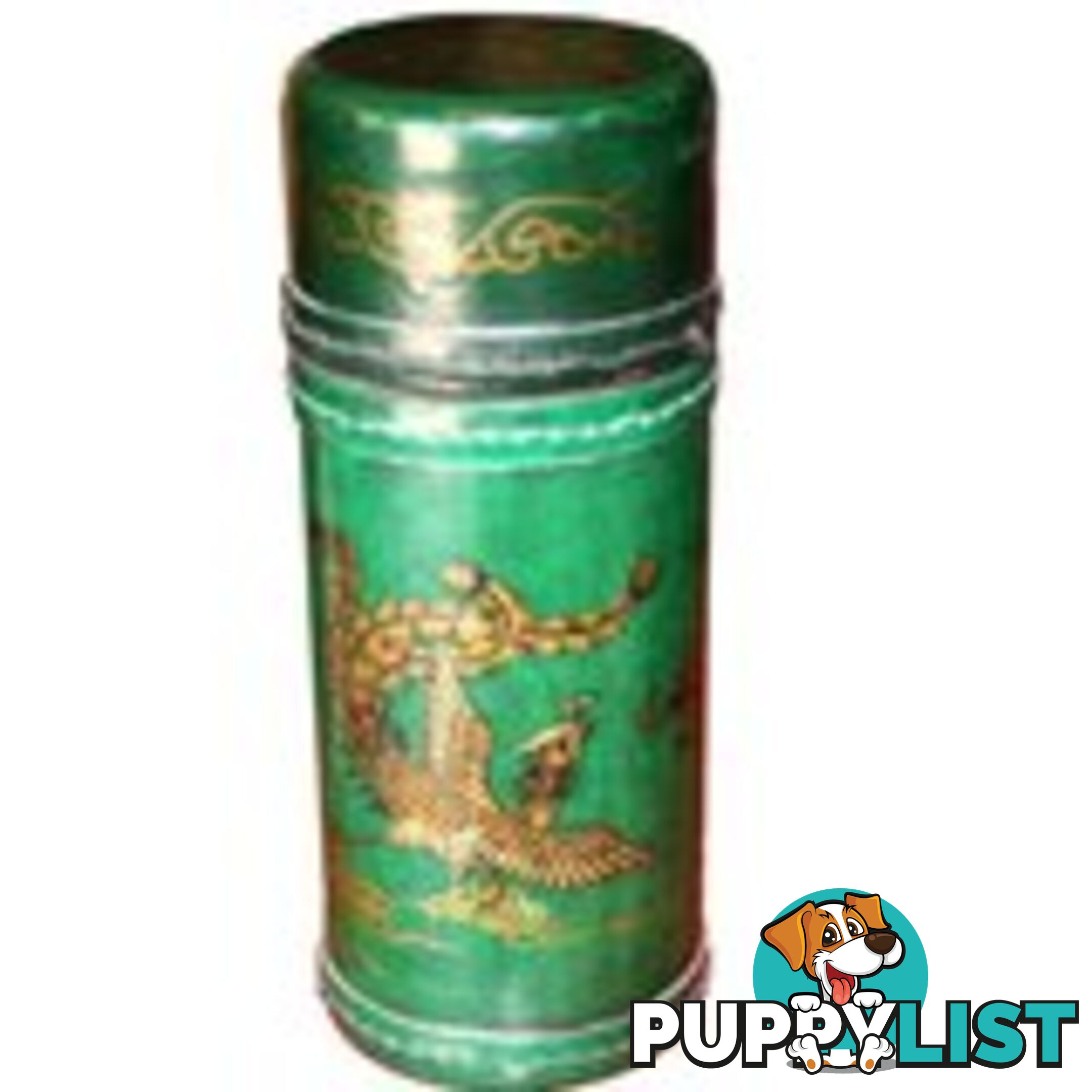 Chinese Fortune Sticks in Green Painted Barrel Box