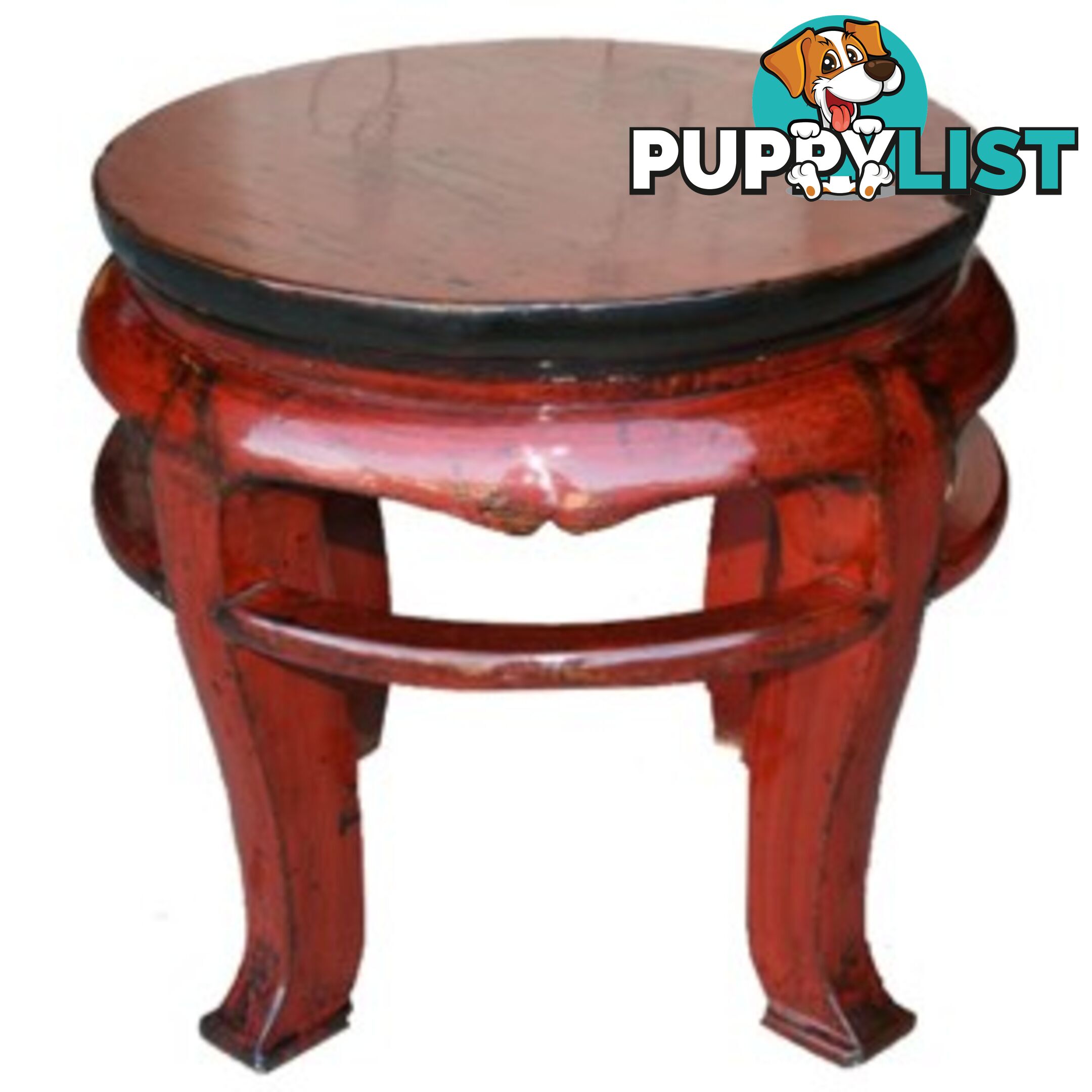 Original Red Chinese Round Stool Side Table