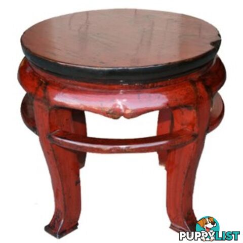 Original Red Chinese Round Stool Side Table