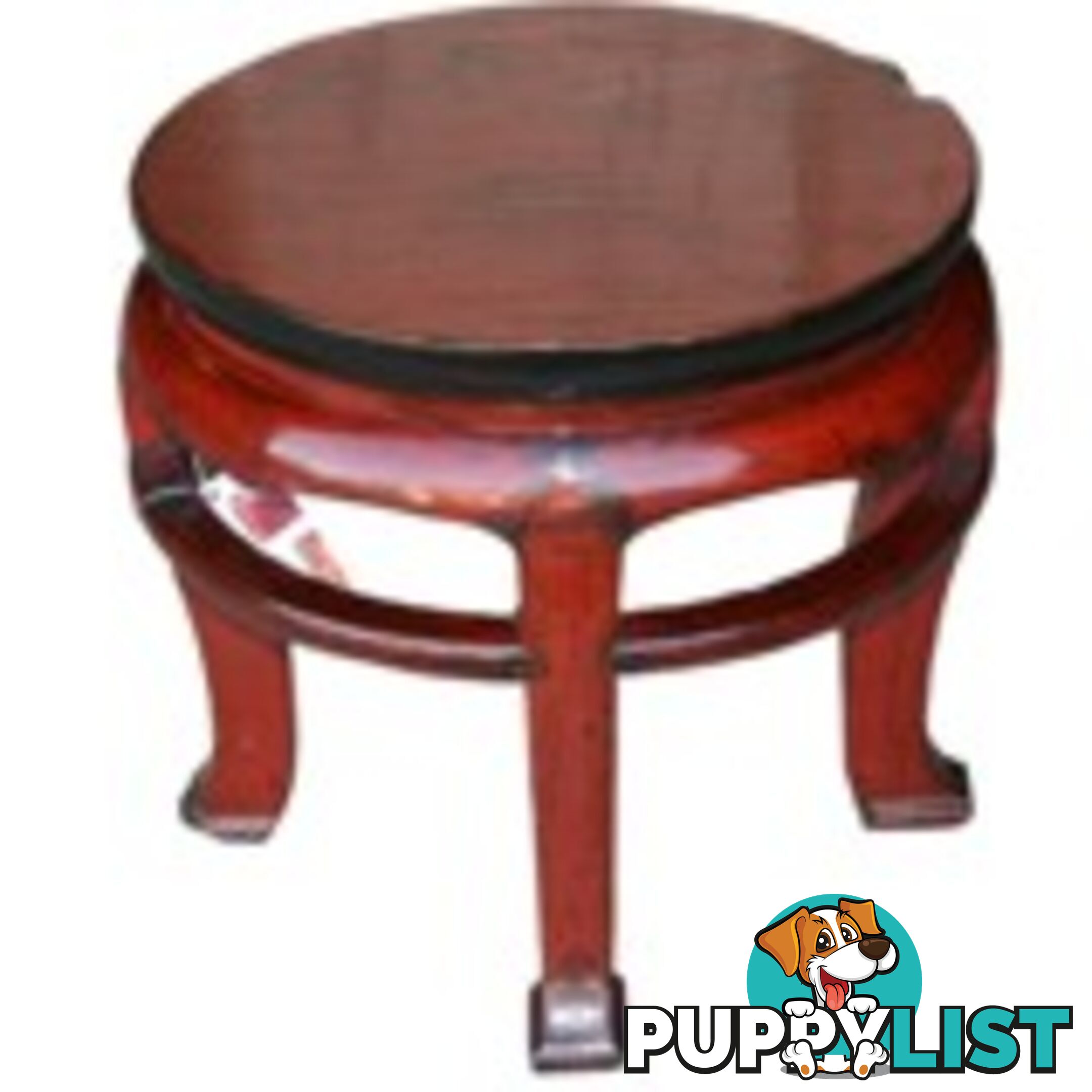 Original Red Chinese Round Stool Side Table