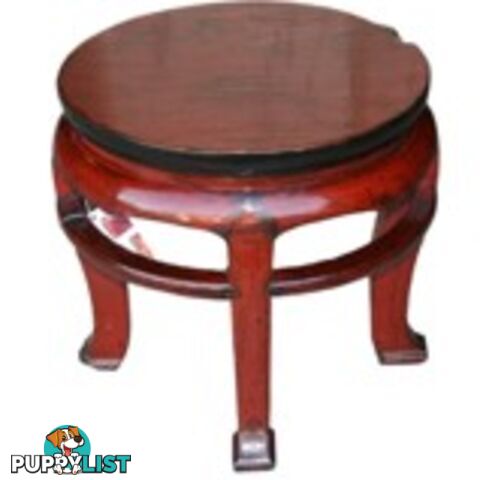 Original Red Chinese Round Stool Side Table