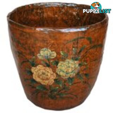 Chinese Vintage Decorative Barrel with Painting - Flower