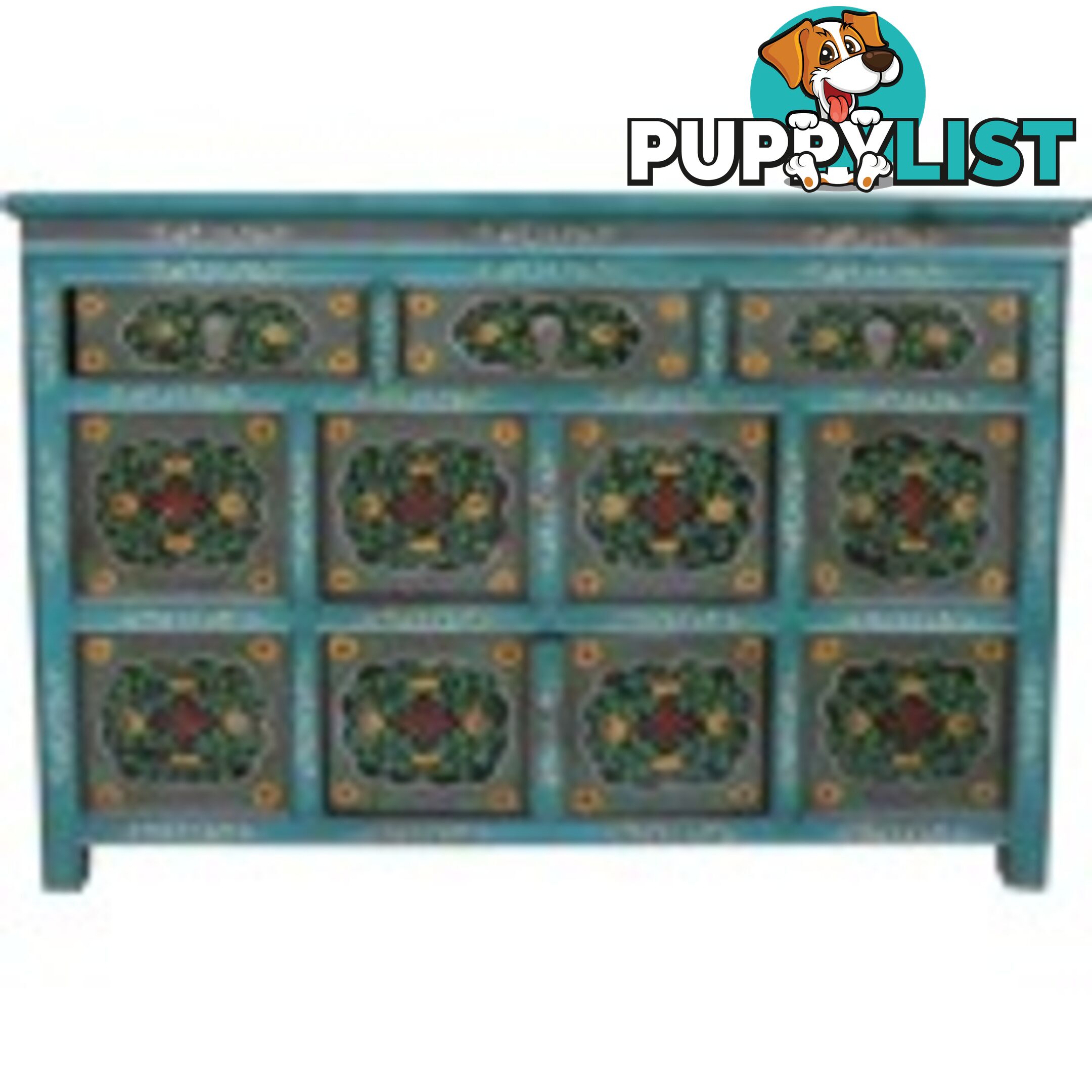 Chinese Antique Tibetan Painted Sideboard Cabinet