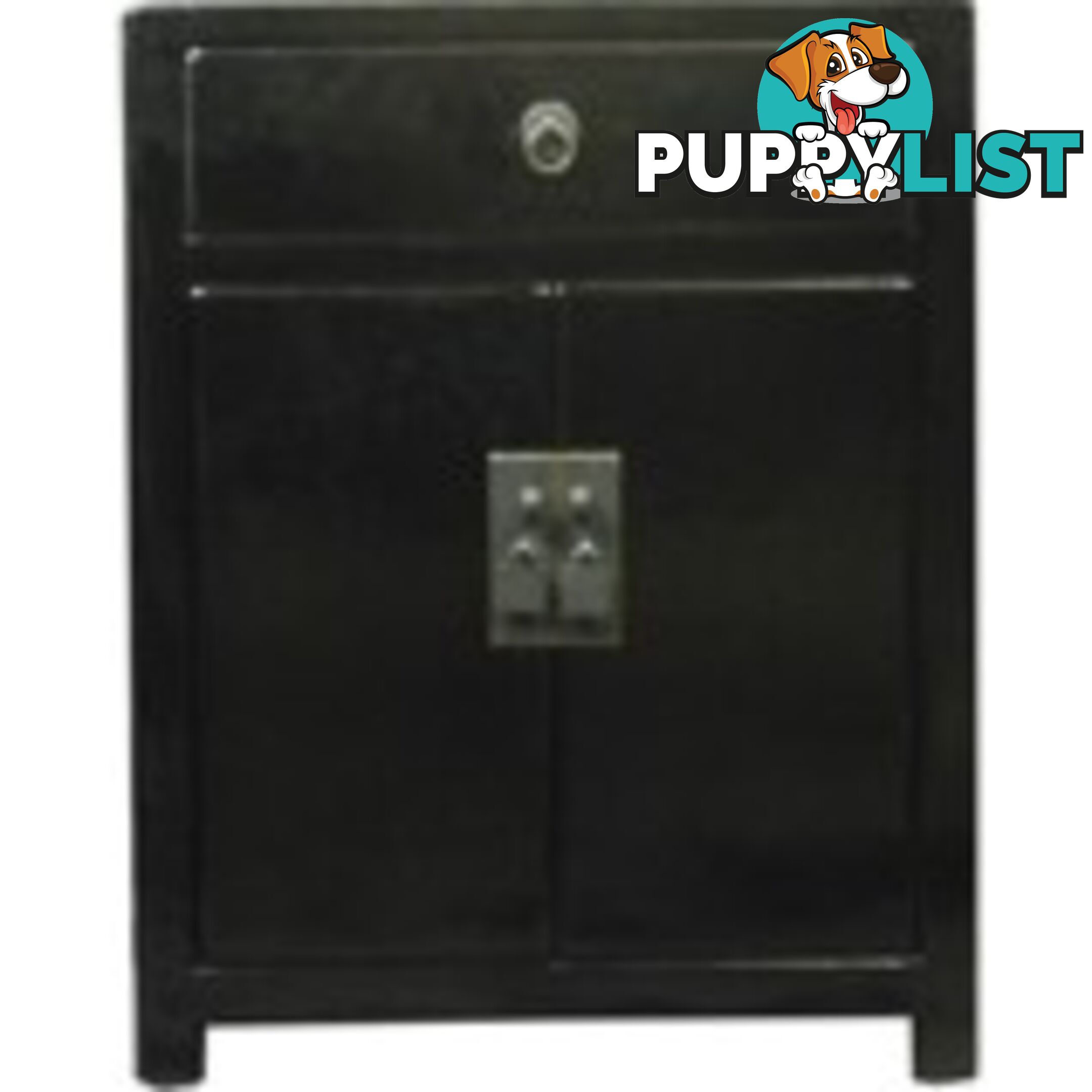 Black Lacquered Bedside Table