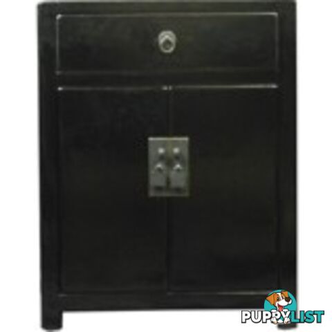 Black Lacquered Bedside Table