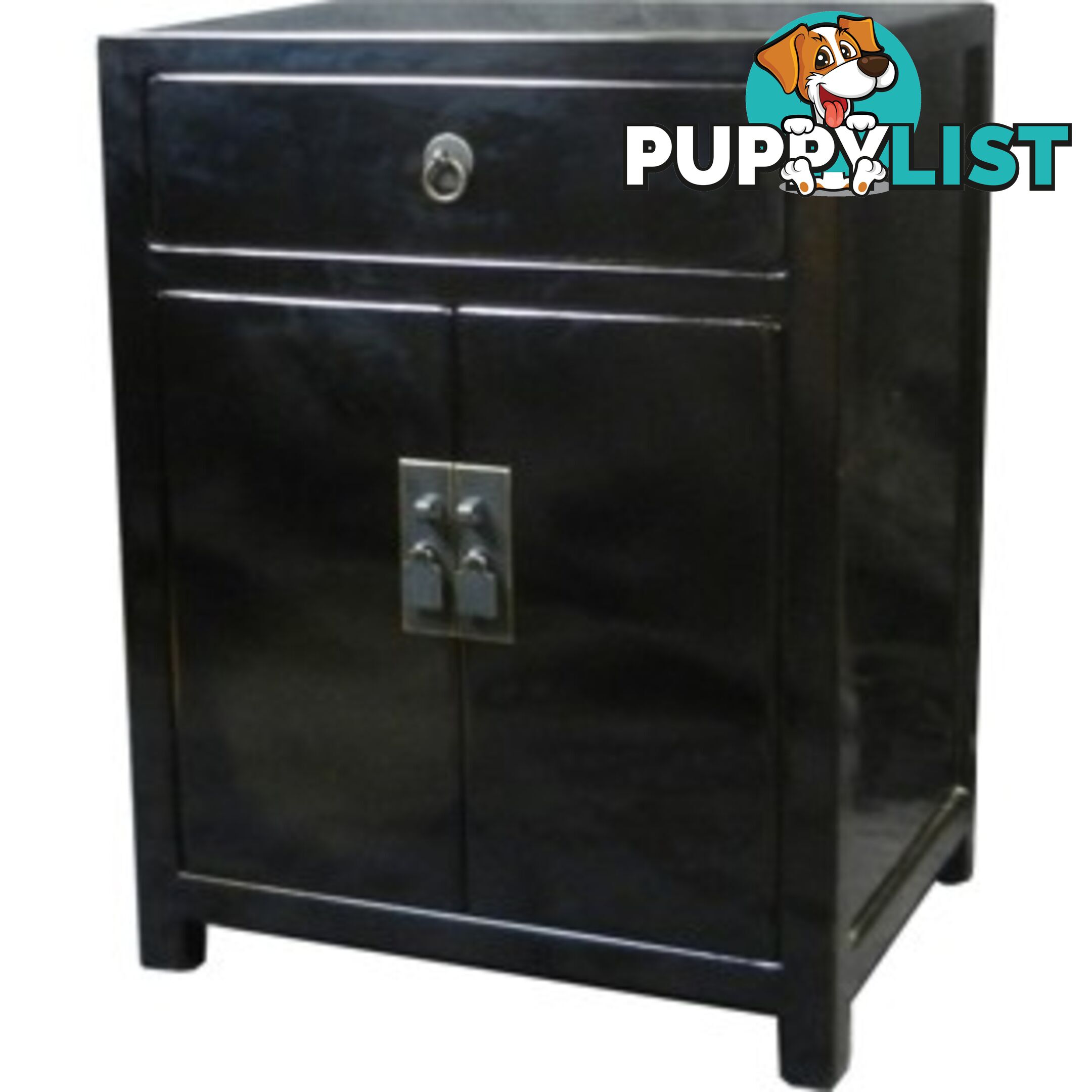 Black Lacquered Bedside Table