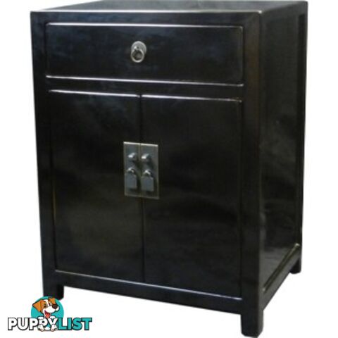 Black Lacquered Bedside Table