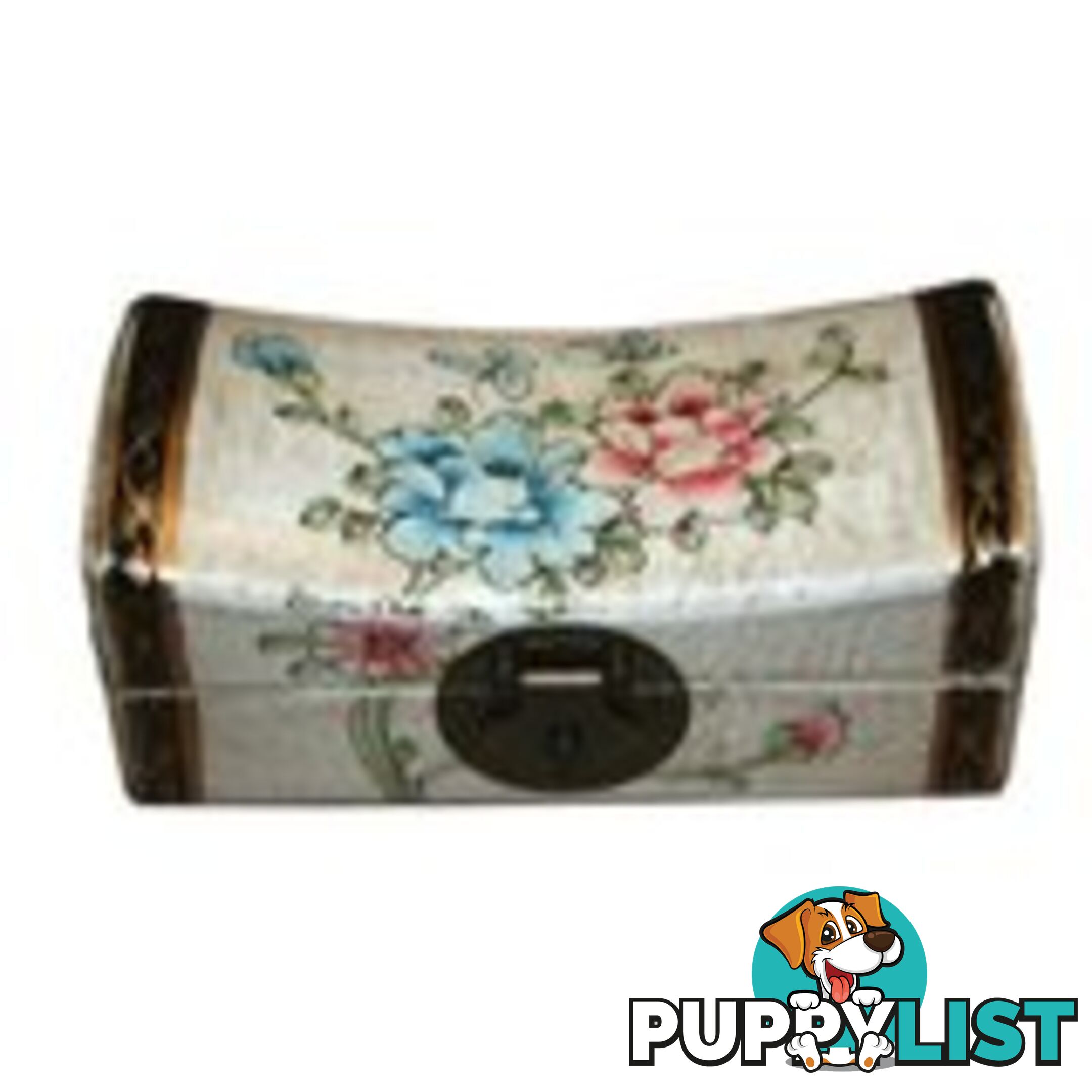 White Hand Painted Flora Chinese Jewellery Box