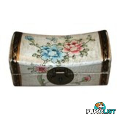 White Hand Painted Flora Chinese Jewellery Box