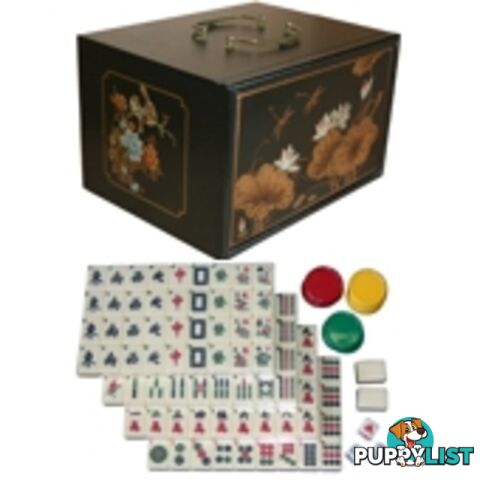 Mahjong Set in Four Drawers Black Painted Case