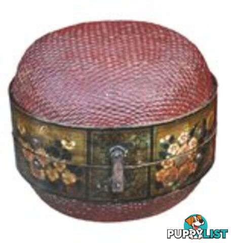 Original Round Woven Storage Basket w/ Painted Wooden Frame