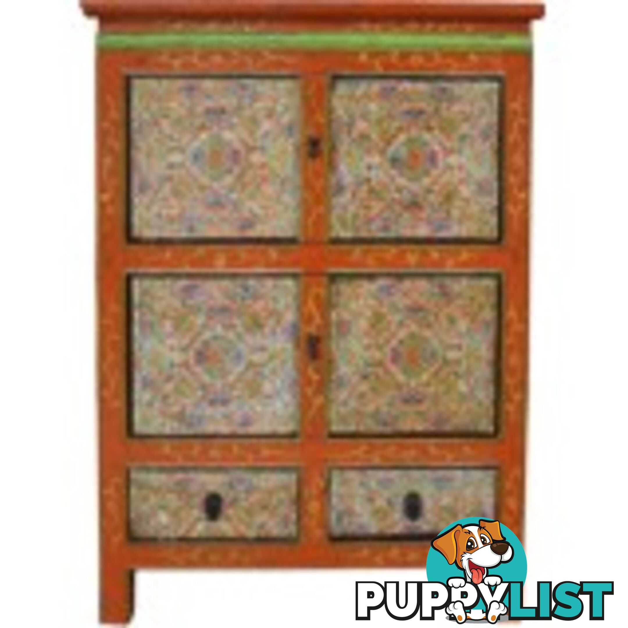 Tibetan Cabinet with Flora Painting