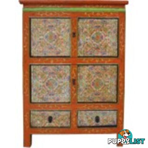 Tibetan Cabinet with Flora Painting