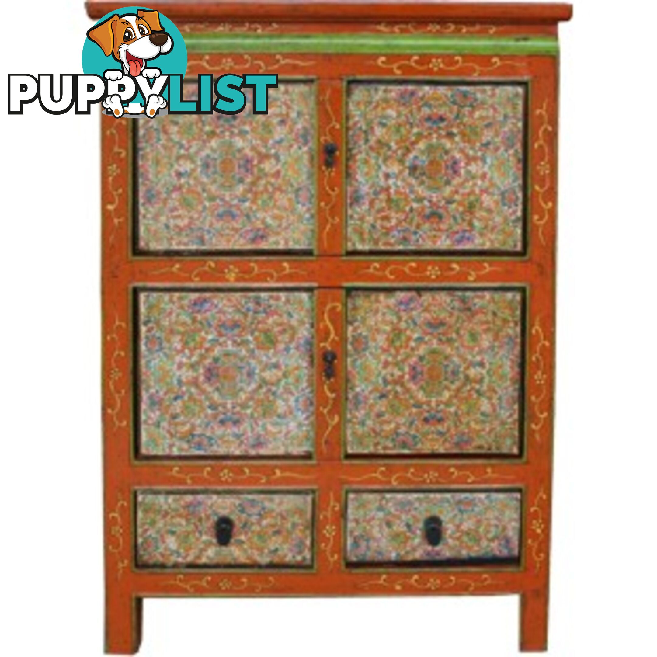 Tibetan Cabinet with Flora Painting