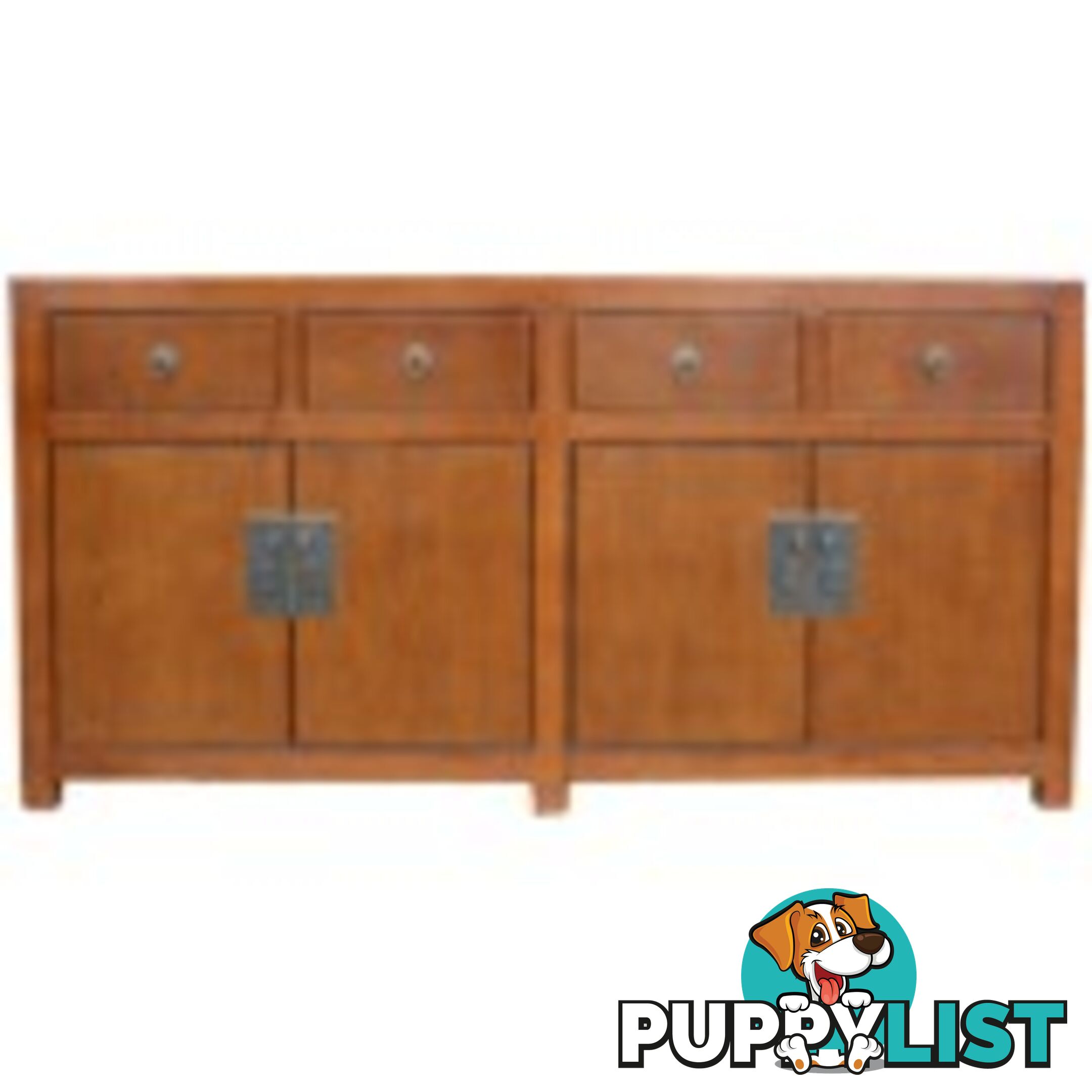 Brown Lacquer Oriental Sideboard Buffet